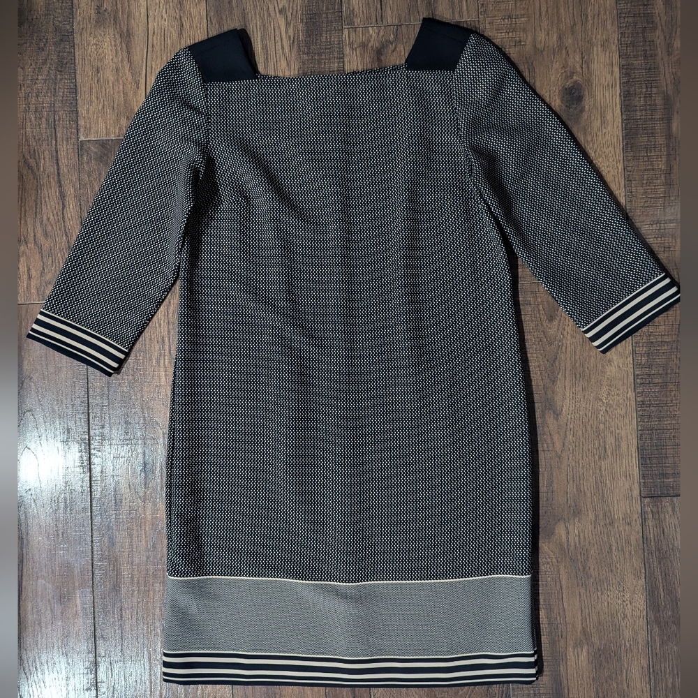 Ann Taylor Women's Black & Cream Accent Prints Preppy Boho Sheath Size 8 NWOT